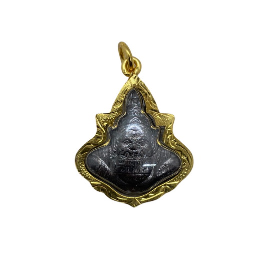 Amulette Thaï en verre Râhu dieu de l'éclipse couleur noir et doré