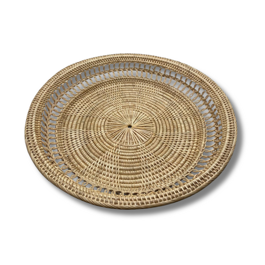 Grand plateau artisanal du Cambodge en rotin couleur naturelle