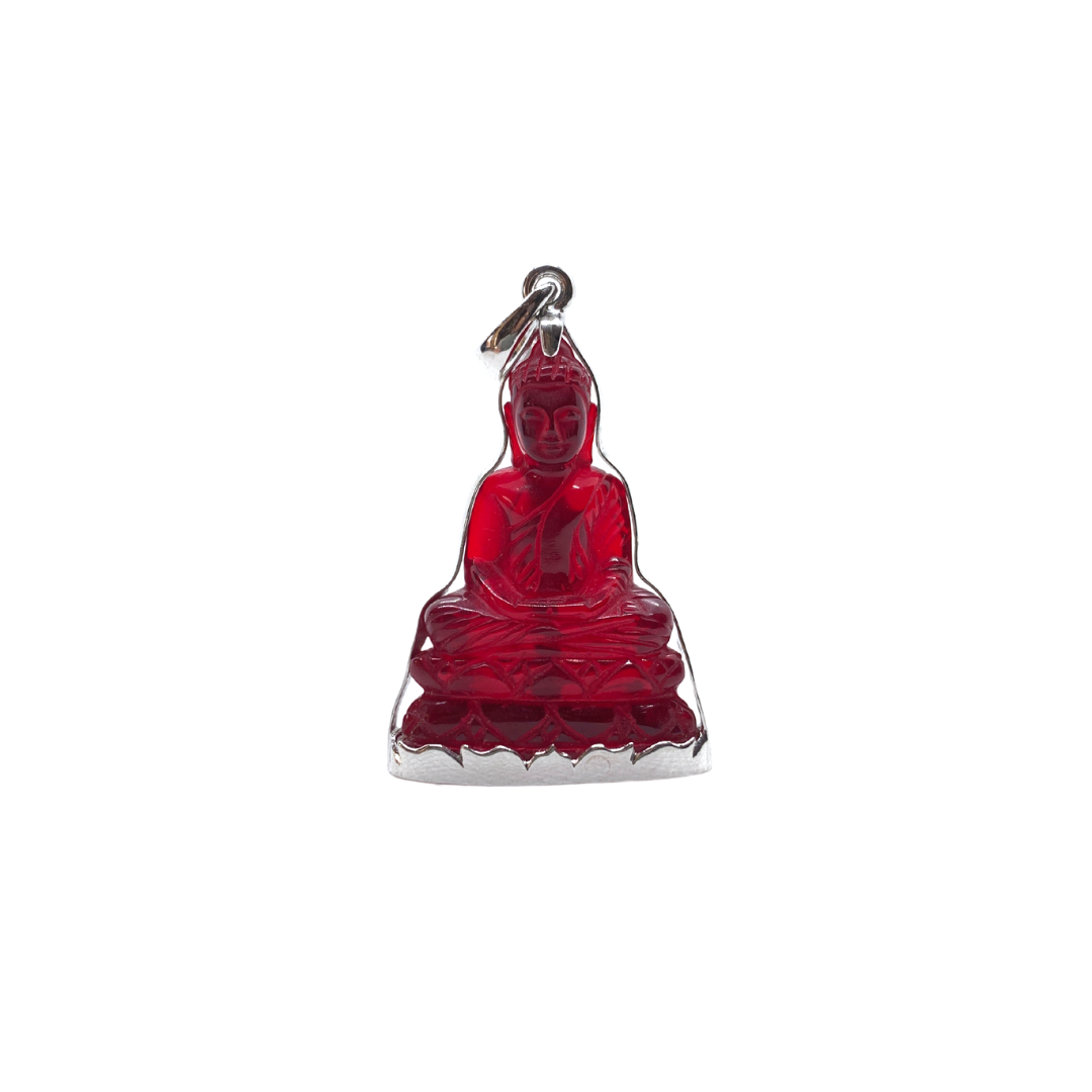 Pendentif Bouddha Sculpté En Cristal De Quartz Translucide - Monture Laiton - Bijou Occasion Spirituel