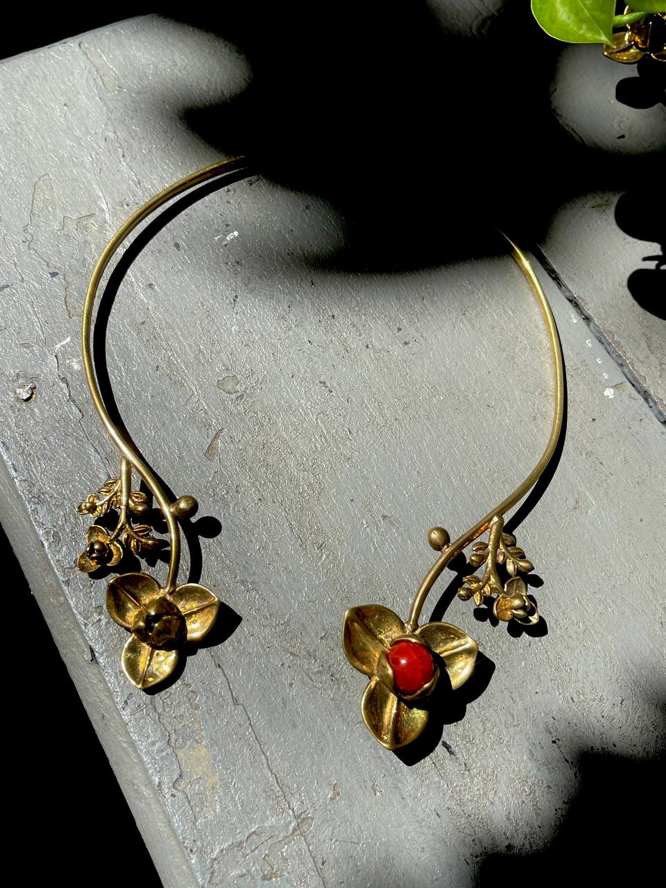 Collier Romdoul with red gems by Say Seing