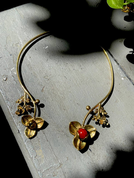 Collier Romdoul with red gems by Say Seing