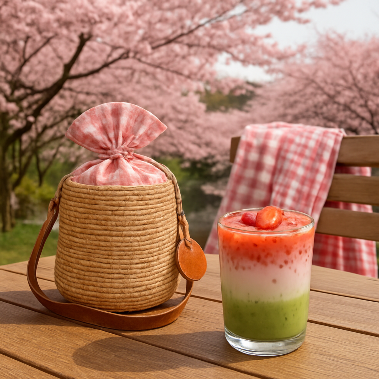 Sac à main Seau en Rotin et Cuir Khmer motif Floral par Satcha