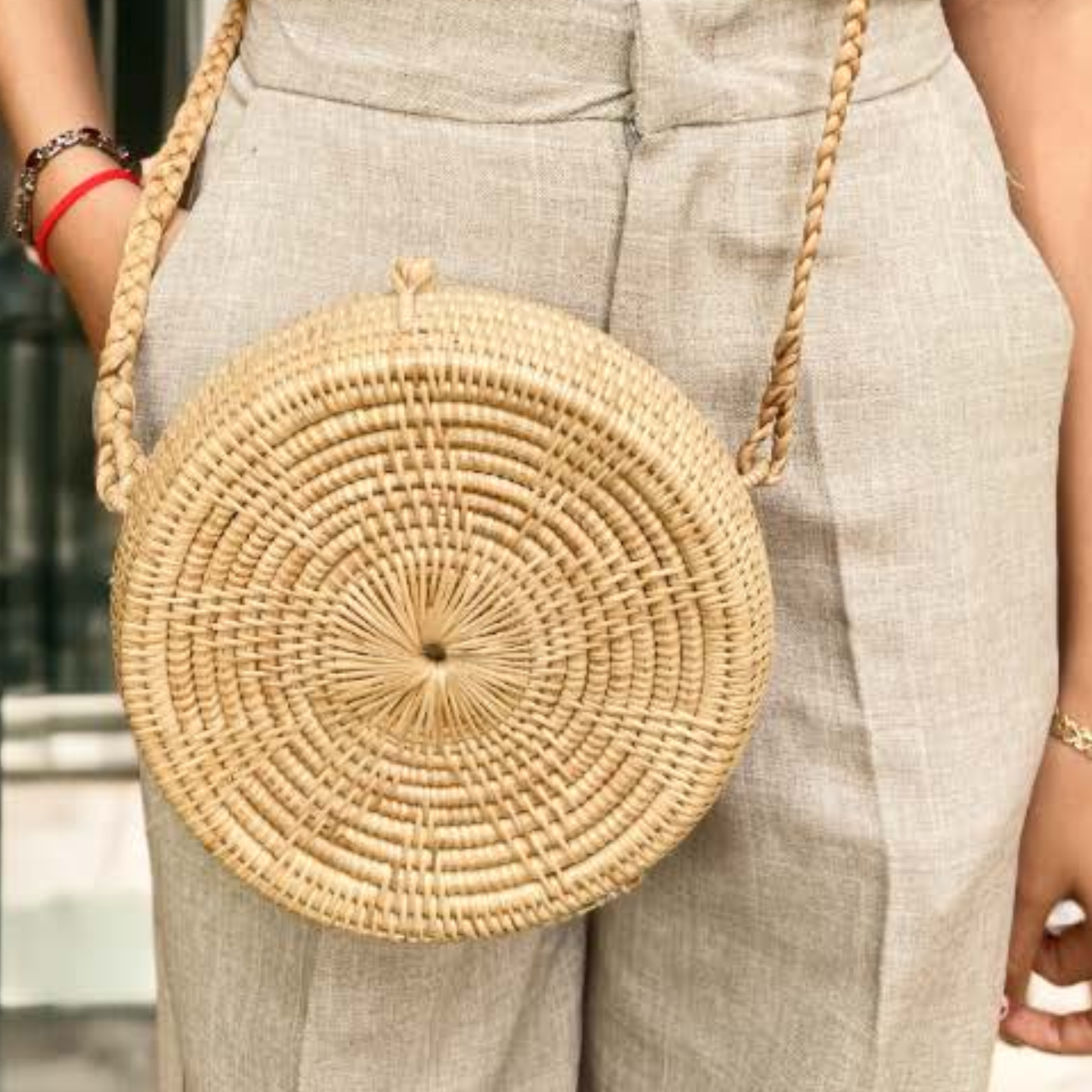 Sac à main Rond en Rotin Naturel par Satcha