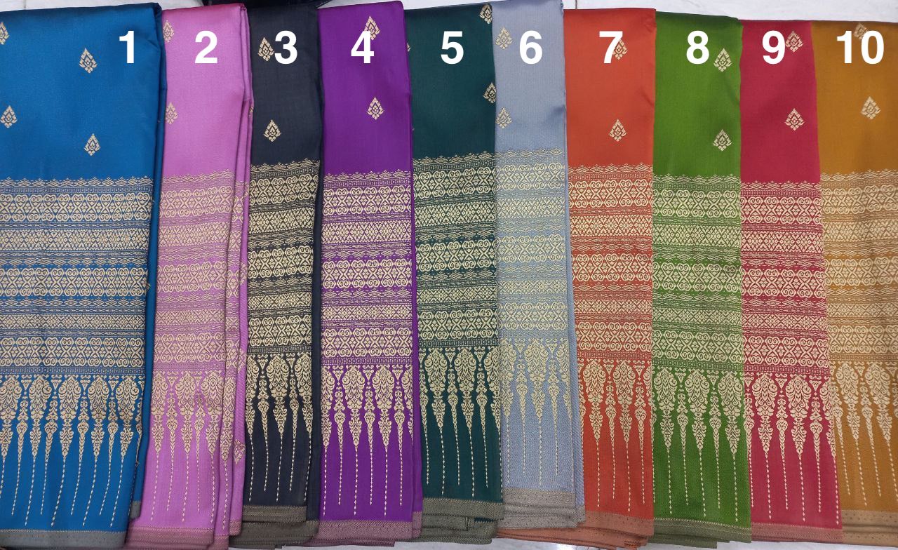 Jupes traditionnelles Khmer, Lao, Thaï en pièce de tissu en soie et coton