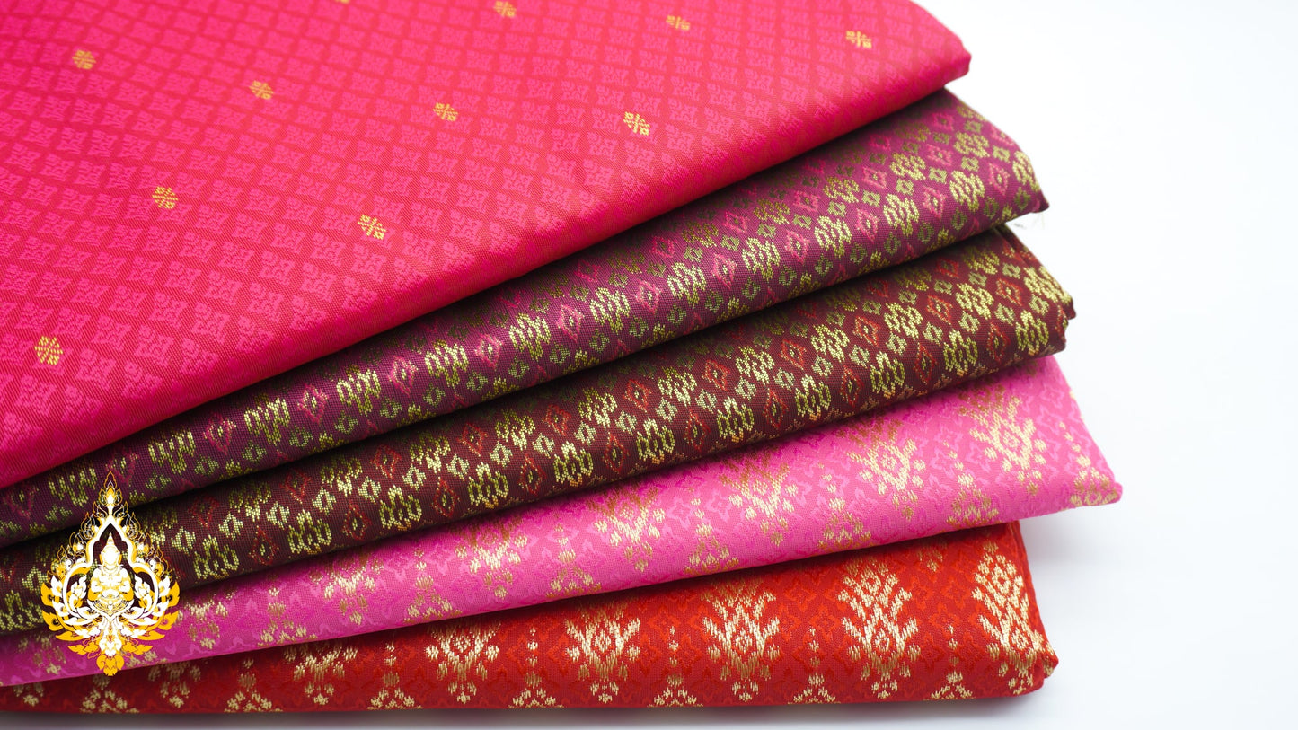Coupon de tissu Khmer/Thaï premium coloris n°11 à 15 (3,5 x 1m)