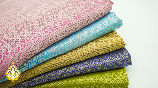 Tissu Khmer/Thaï classique coloris n°16 à 20 pour tenue traditionnelle (3,5 x 1m)