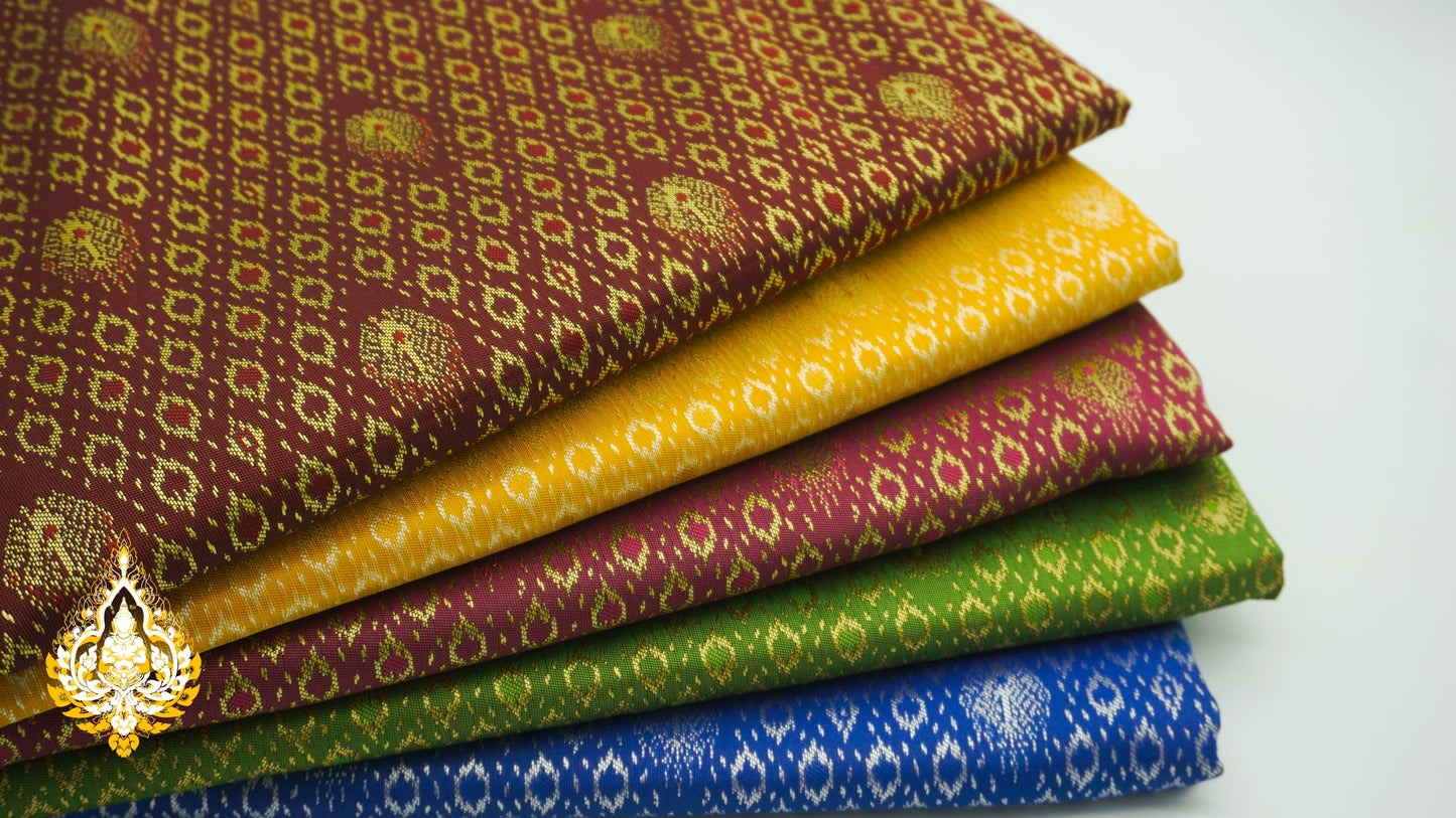 Coupon de tissu Khmer/Thaï premium coloris n°16 à 20 (3,5 x 1m)