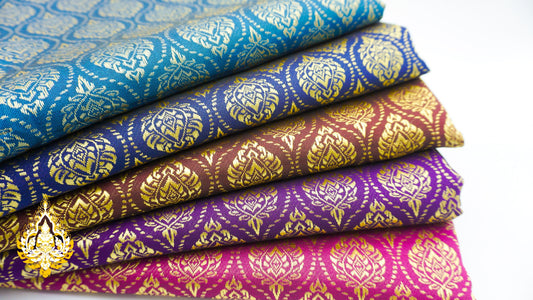 Coupon de tissu Khmer/Thaï premium coloris n°1 à 5 (3,5 x 1m)