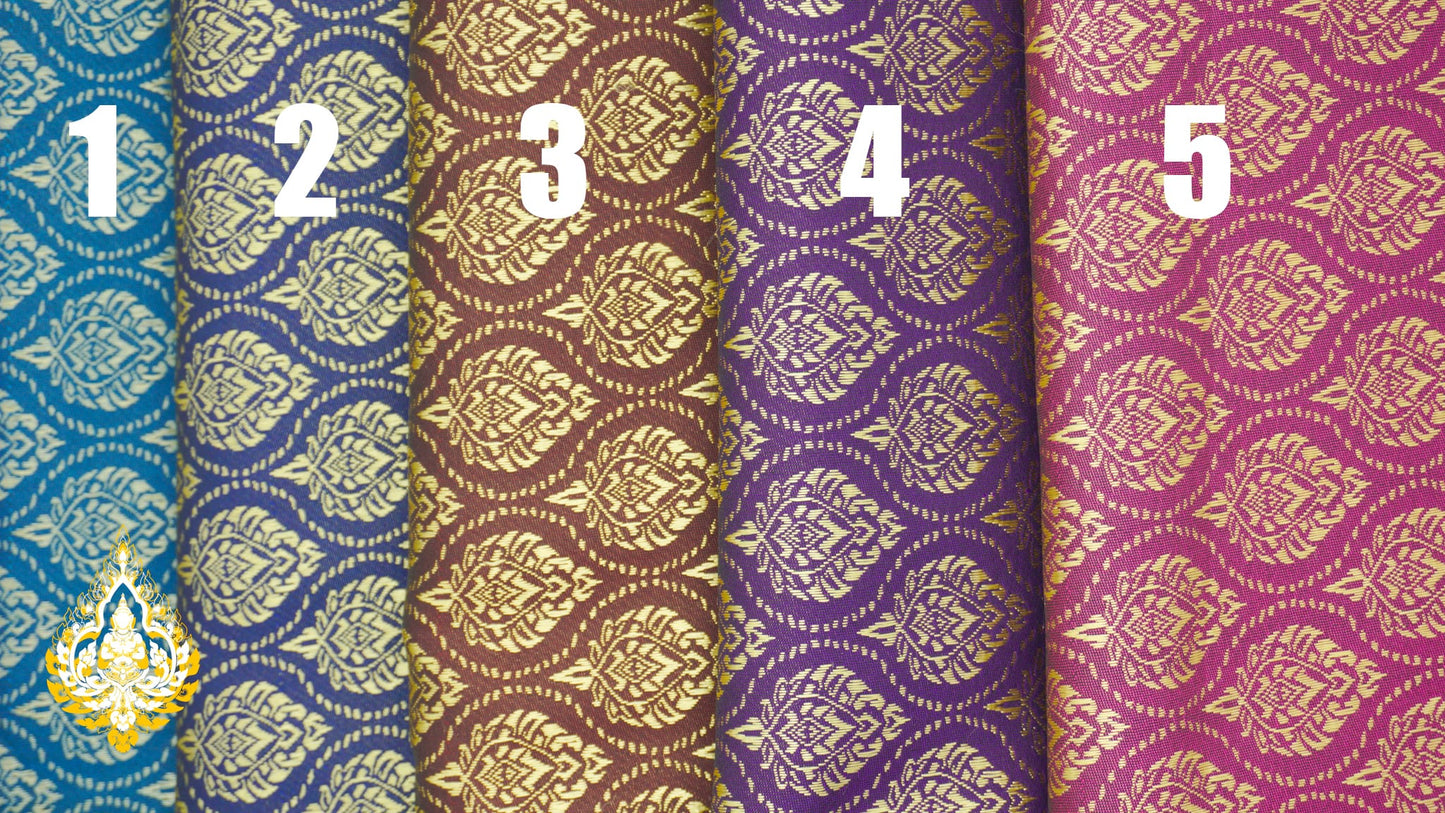 Coupon de tissu Khmer/Thaï premium coloris n°1 à 5 (3,5 x 1m)