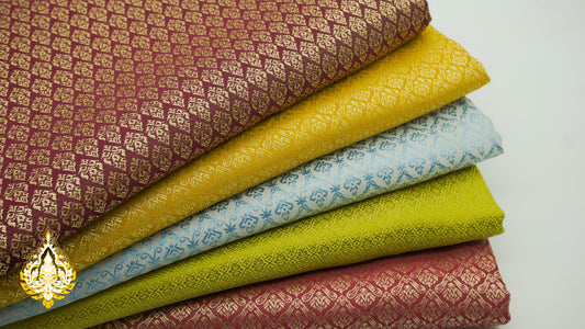 Tissu Khmer/Thaï classique coloris n°21 à 25 pour tenue traditionnelle (3,5 x 1m)
