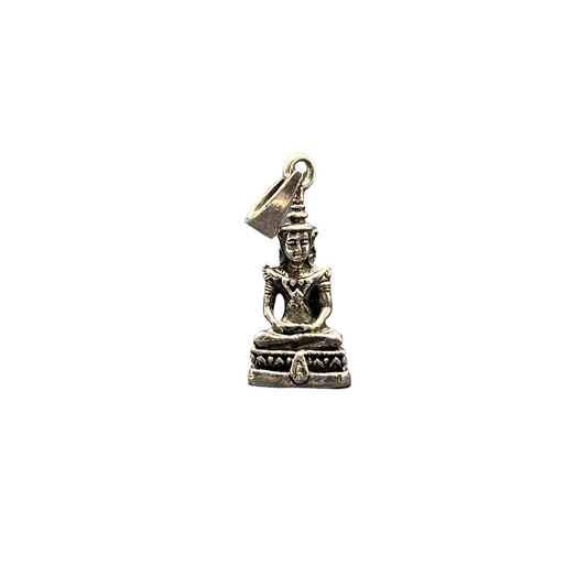 Petit Pendentif Bouddha posture Dhyana Mudra sur Lotus en Argent 925/1000