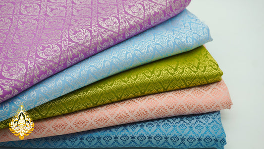 Tissu Khmer/Thaï classique coloris n°26 à 30 pour tenue traditionnelle (3,5 x 1m)
