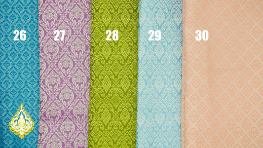 Tissu Khmer/Thaï classique coloris n°26 à 30 pour tenue traditionnelle (3,5 x 1m)