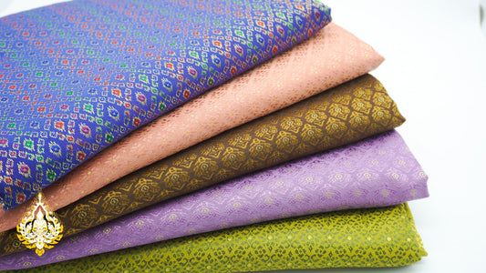 Tissu Khmer/Thaï classique coloris n°31 à 35 pour tenue traditionnelle (3,5 x 1m)