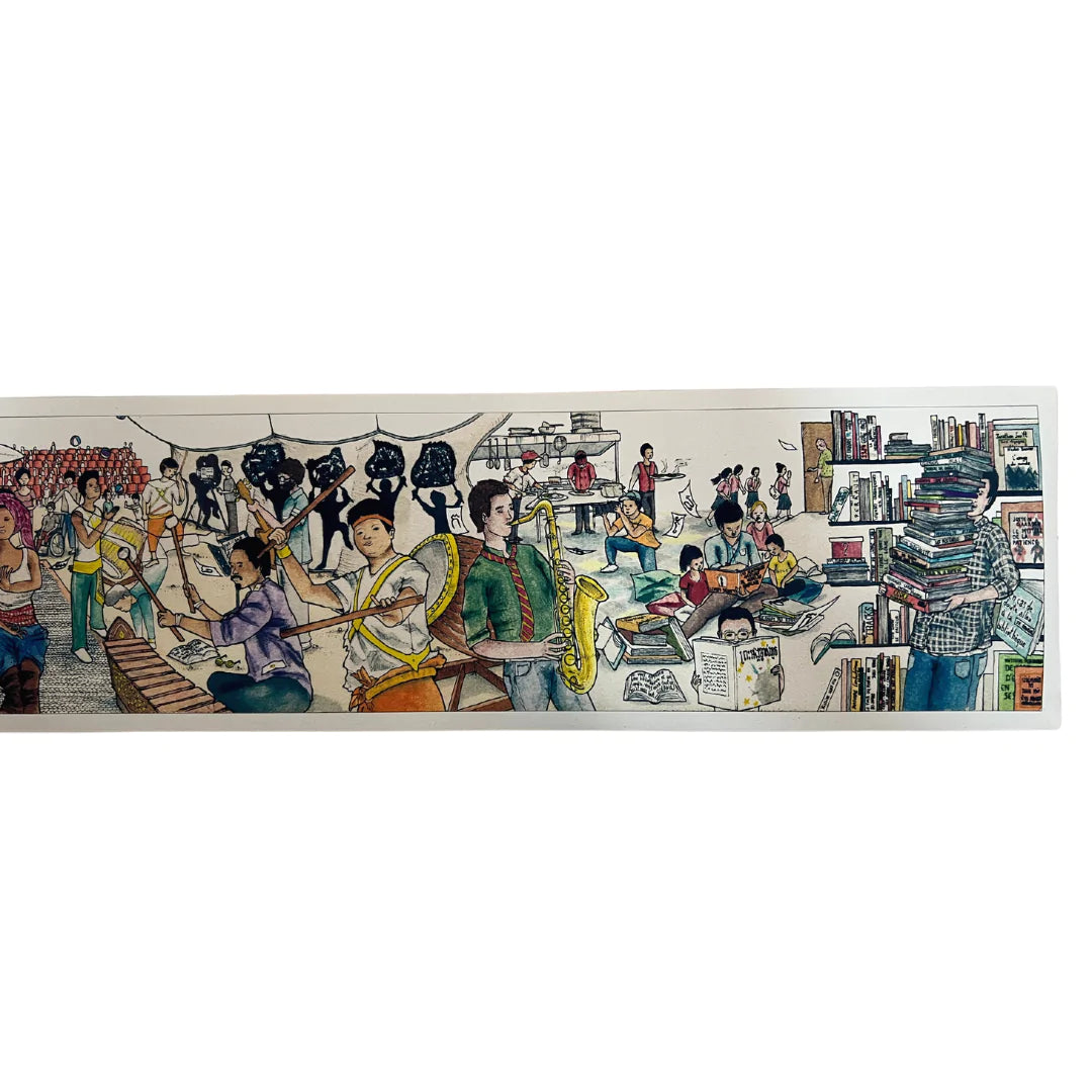 Travel Roll: Illustration sur toile "Vivre les cultures" en édition limitée par SEYFRIED Raphaël et l'Institut Français