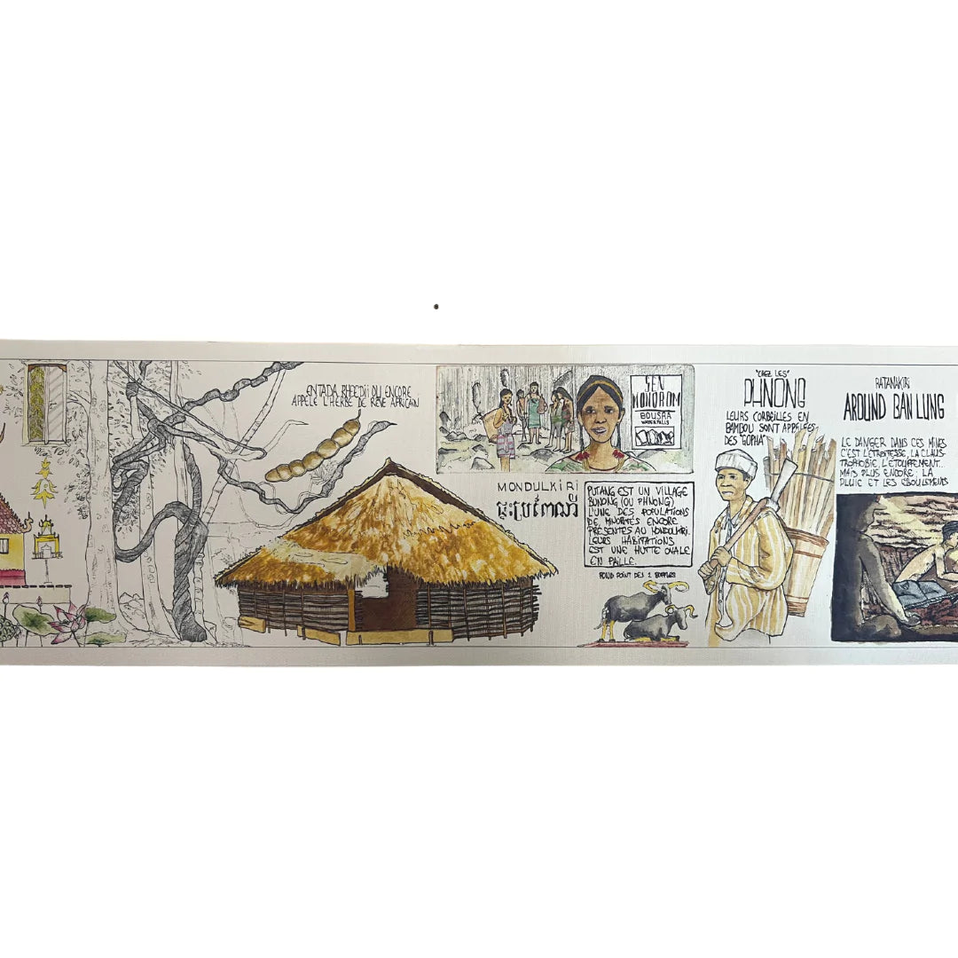 Travel Roll volume 2: Illustration sur toile "East part of kampuchea" d'après les dessins de SEYFRIED Raphaël