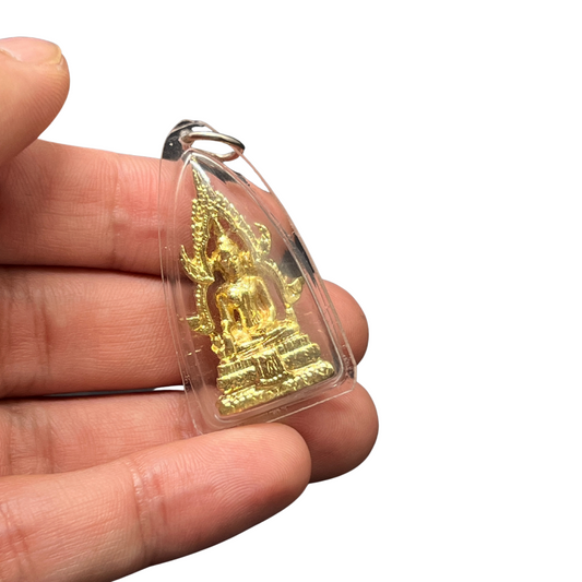 Pendentif traditionnel amulette en verre Bouddha posture Bhumisparsha mudra