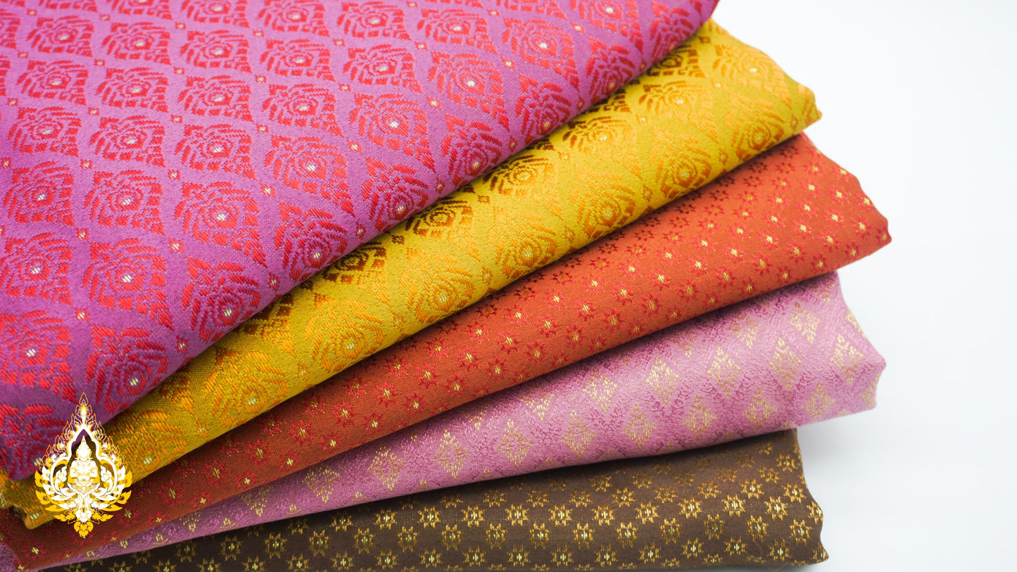 Tissu Khmer/Thaï classique coloris n°6 à 10 pour tenue traditionnelle (3,5 x 1m)