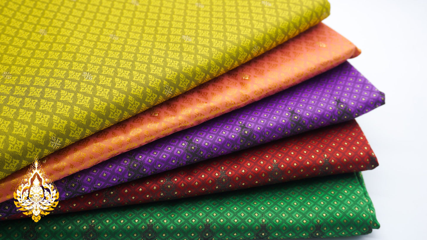 Coupon de tissu Khmer/Thaï premium coloris n°6 à 10 (3,5 x 1m)