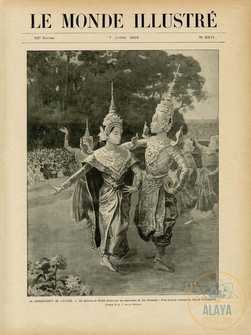 Illustration d'archives du Cambodge - Garden-party de l'Élysée Format A3 par Alaya Créations