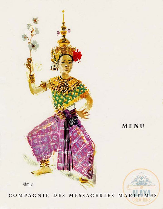 Illustration d'archives du Cambodge - Menu Paquebot Cambodge Format A3 par Alaya Créations