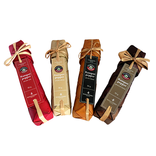 Poivre Rouge de Kampot (grains) en tube de palmier - 50g IGP par Senteurs d'Angkor