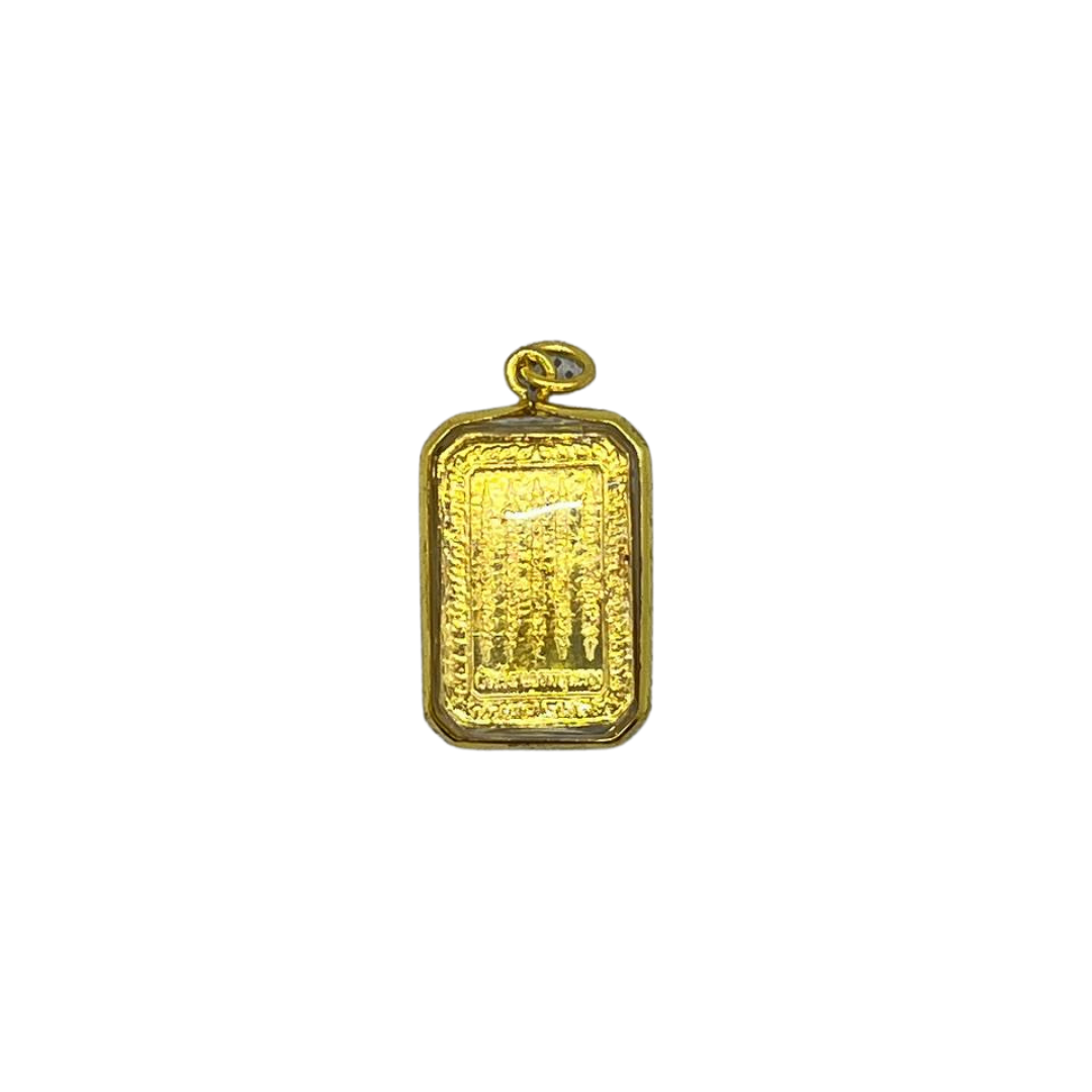 Amulette Thaï en verre 5 lignes couleur doré et vert