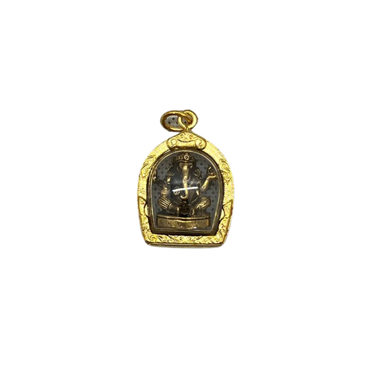 Amulette Thaï en verre Ganesh couleur bronze