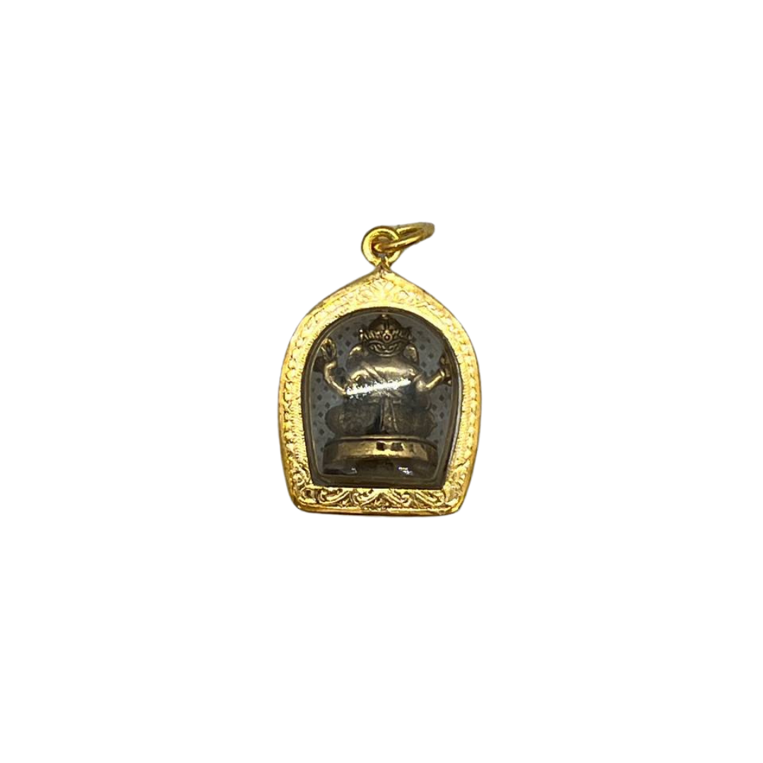 Amulette Thaï en verre Ganesh couleur bronze