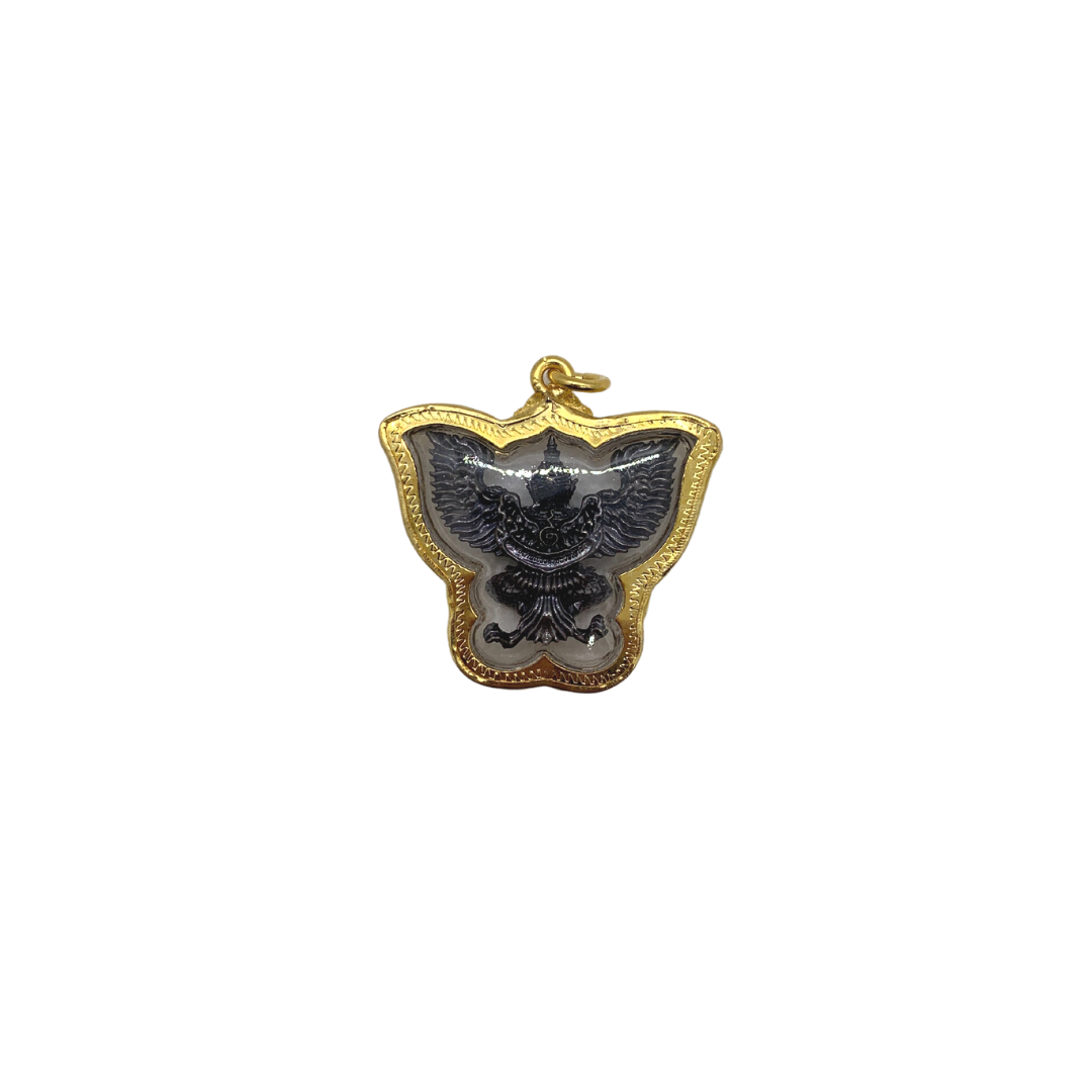 Amulette Thaï en verre Garuda couleur noir et doré