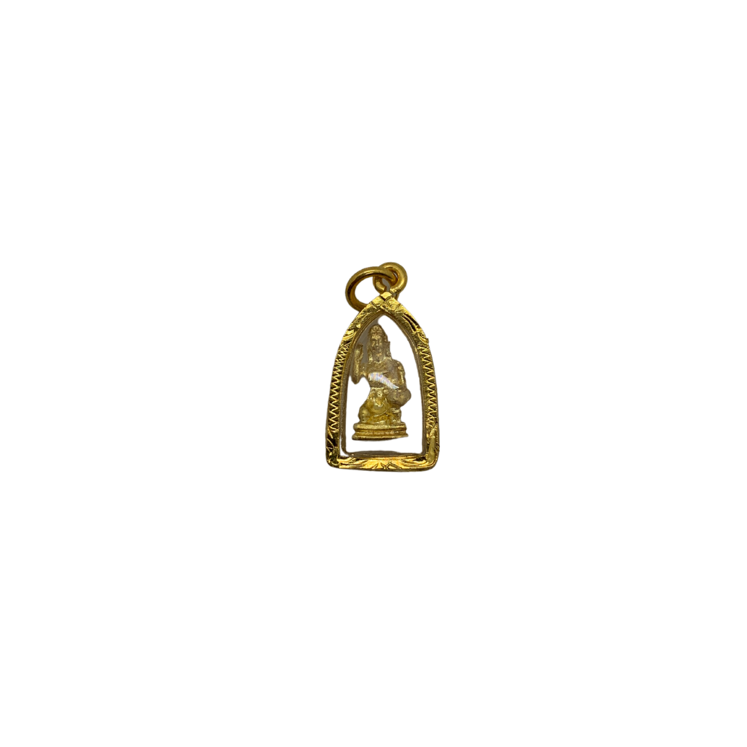 Amulette Thaï en verre Phrae Mae Thorani couleur doré