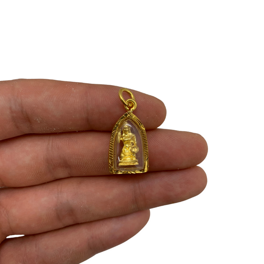 Amulette Thaï en verre Phrae Mae Thorani couleur doré