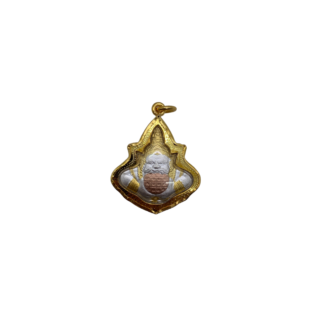 Amulette Thaï en verre Râhu dieu de l'éclipse couleur doré