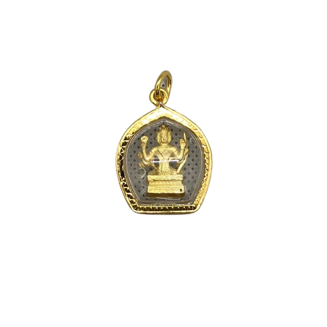 Amulette Thaï en verre Vishnou couleur doré