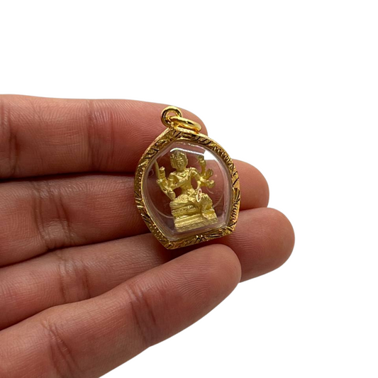 Amulette Thaï en verre Vishnou couleur doré