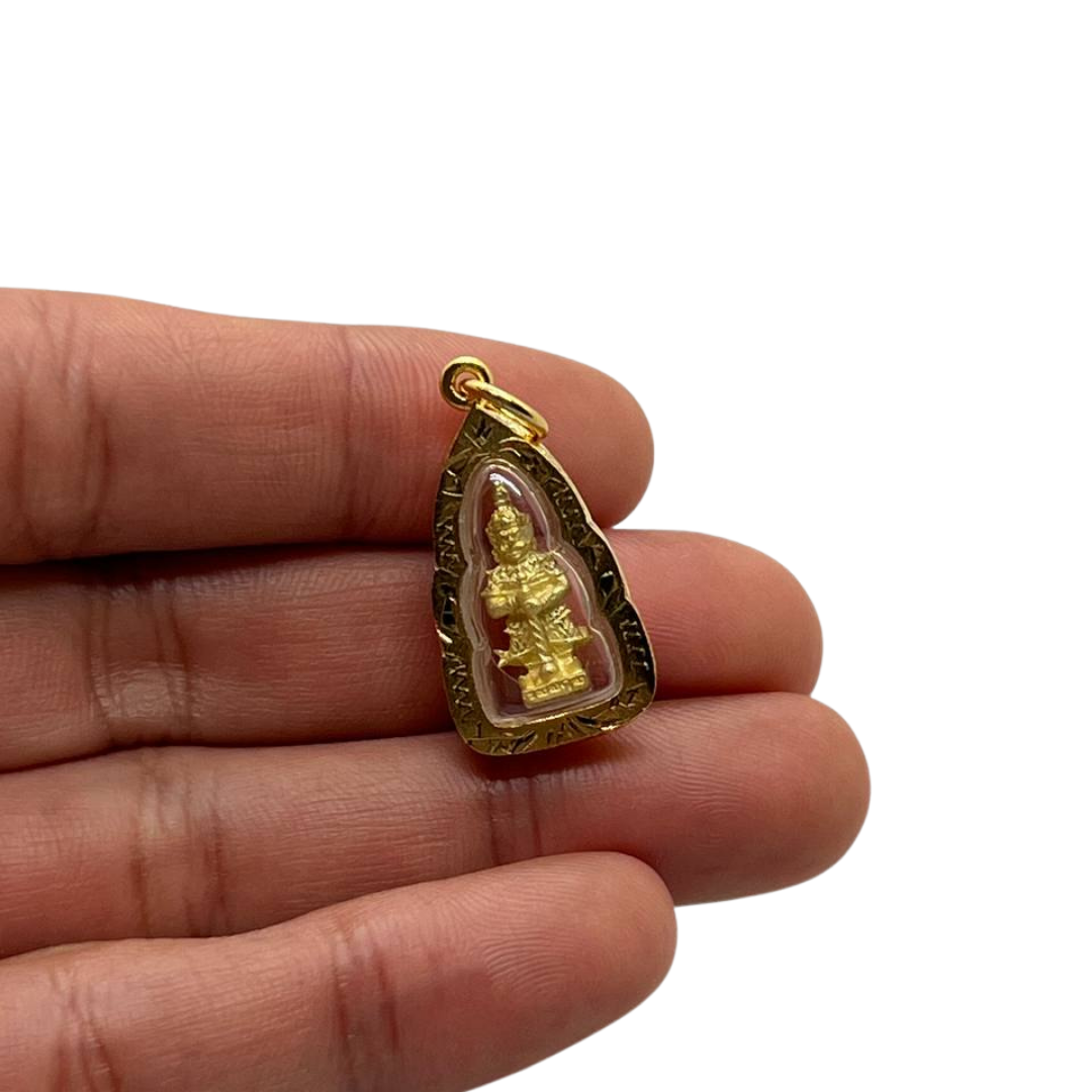 Amulette Thaï en verre Yeak couleur doré