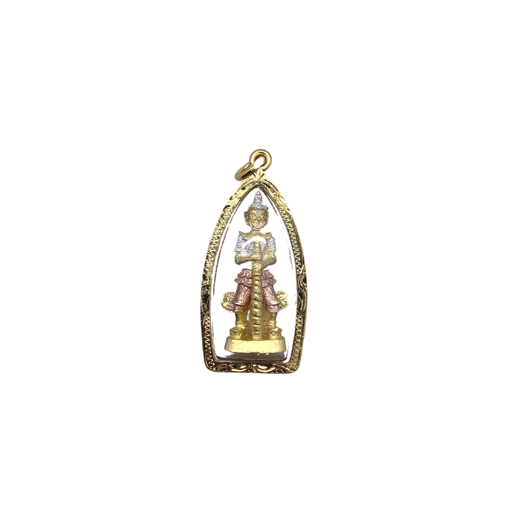 Amulette Thaï en verre Yeak dieu des géants couleur doré
