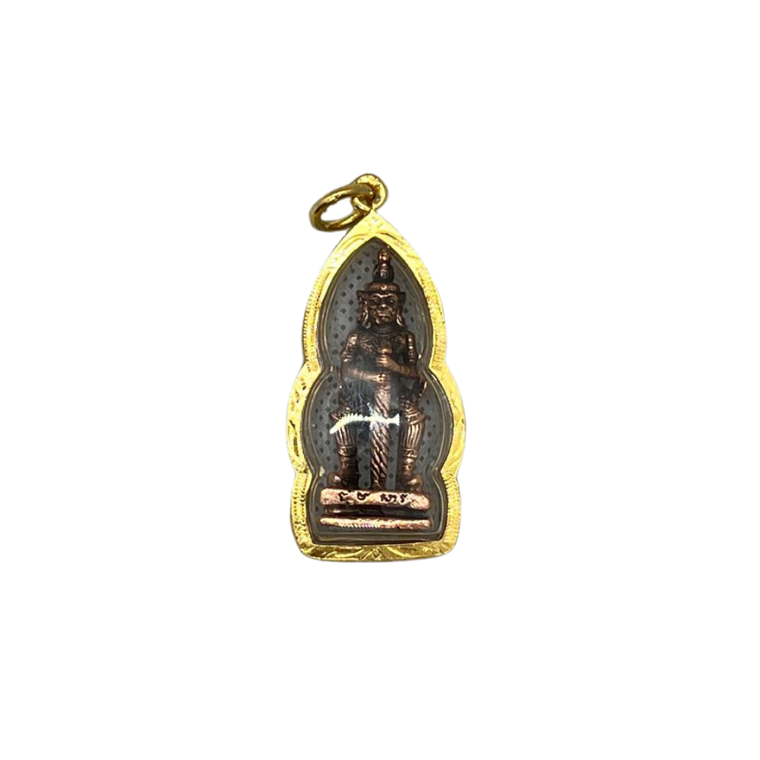 Amulette Yeak en verre Thaï/Khmer couleur bronze