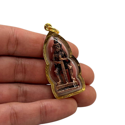 Amulette Yeak en verre Thaï/Khmer couleur bronze