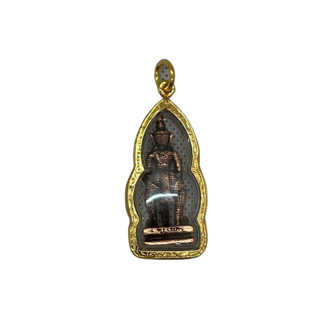 Amulette Yeak en verre Thaï/Khmer couleur bronze