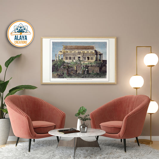 Illustration d'archives du Cambodge - Angkor Wat : Édicule du Nord-Ouest Format A3 par Alaya Créations