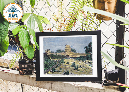 Illustration d'archives du Cambodge - Angkor Wat : Entrée principale d'Angkor Wat vue en dedans Format A3 par Alaya Créations