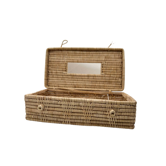 Boîte à mouchoirs du Cambodge en rotin couleur naturelle