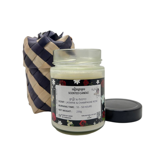 Bougie parfumée senteur jasmin & champagne rose par Hattha Neary 230g