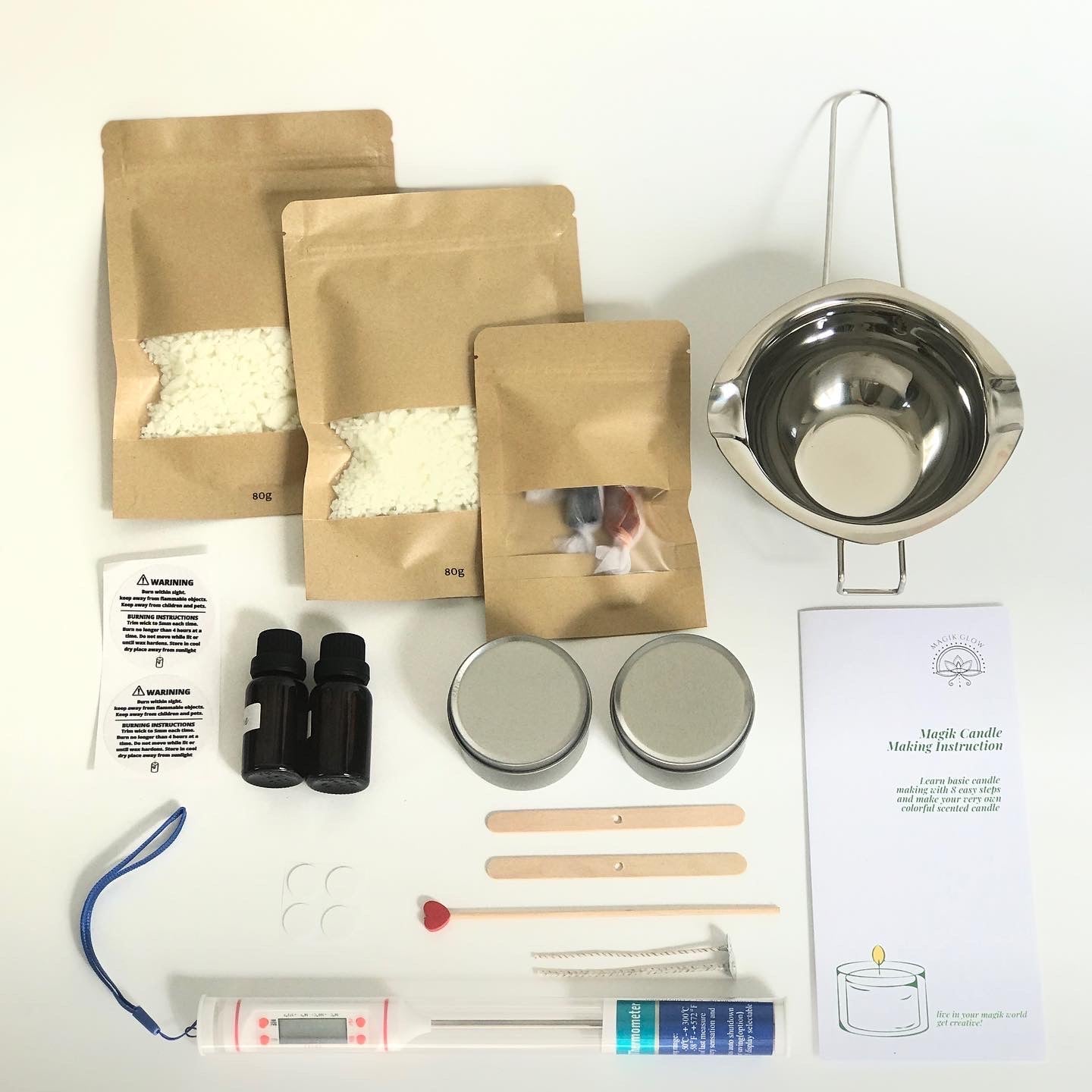 Kit Complet DYI de création de bougie en cire de soja naturelle