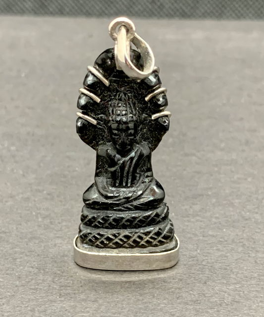 Pendentif Bouddha Naga Onyx et Argent