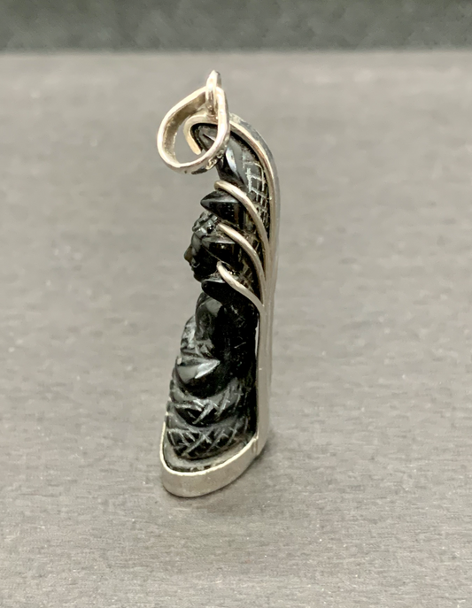 Pendentif Bouddha Naga Onyx et Argent