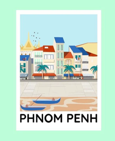 Puzzle format A3 1000 pièces Riverside de Phnom Penh par Bassact Studio