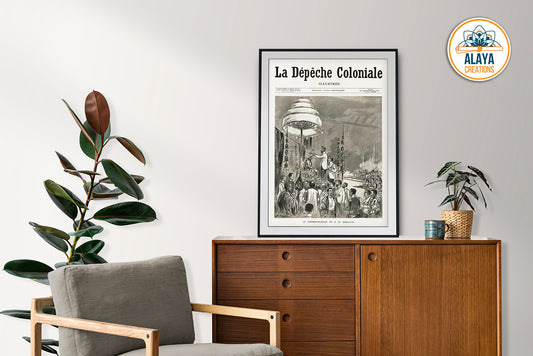 Illustration d'archives du Cambodge - Le couronnement de S. M. Sisovath Format A3 par Alaya Créations