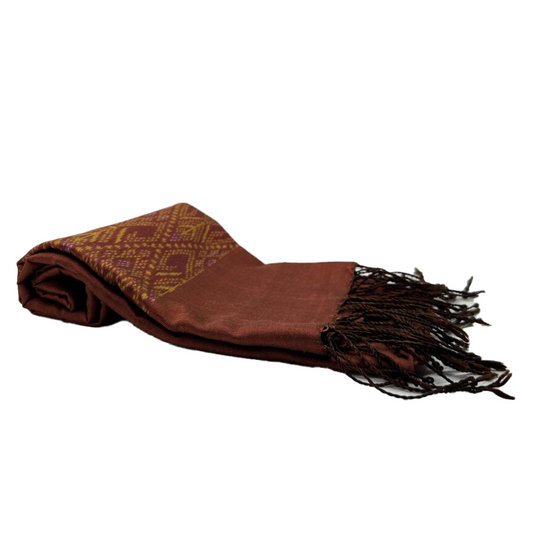 Foulard en soie fine à motifs Tissé à la Main avec Teinture Naturelle